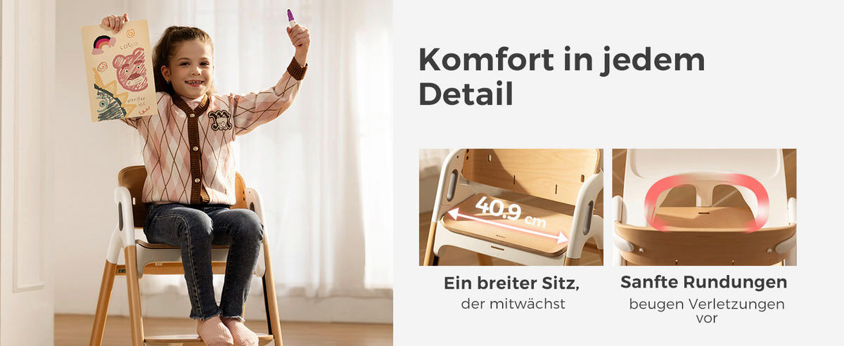 KOMBIHOCHSTUHL Hochstuhl  - Hellbraun, Basics, Holz (71,1/79,5/56,2cm) - Momcozy