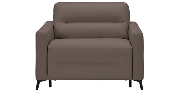 SCHLAFSESSEL  in Echtleder Schlammfarben  - Schlammfarben/Schwarz, Design, Leder/Metall (115/89/97cm) - Novel