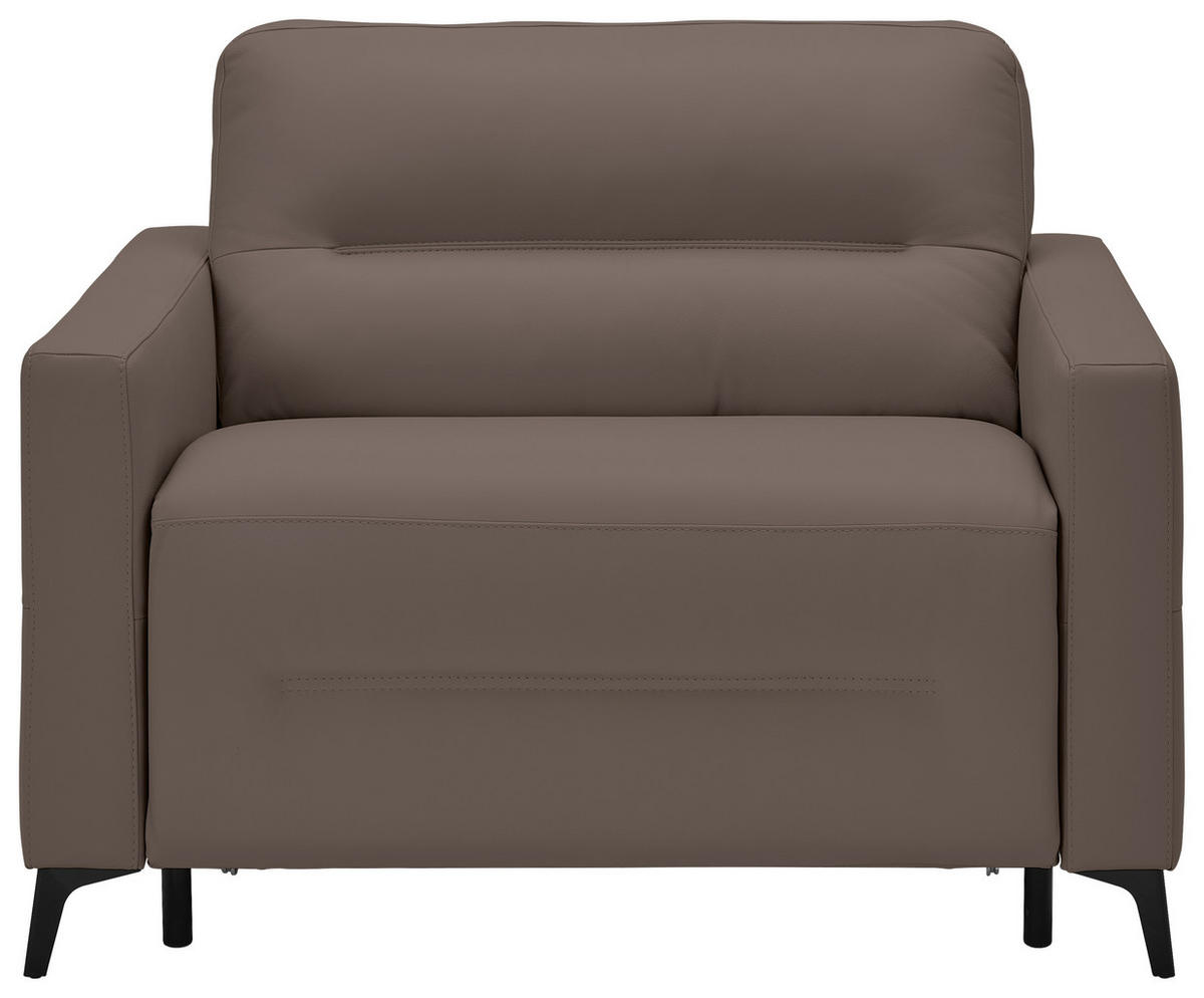 SCHLAFSESSEL Echtleder Schlammfarben    - Schlammfarben/Schwarz, Design, Leder/Metall (115/89/97cm) - Novel