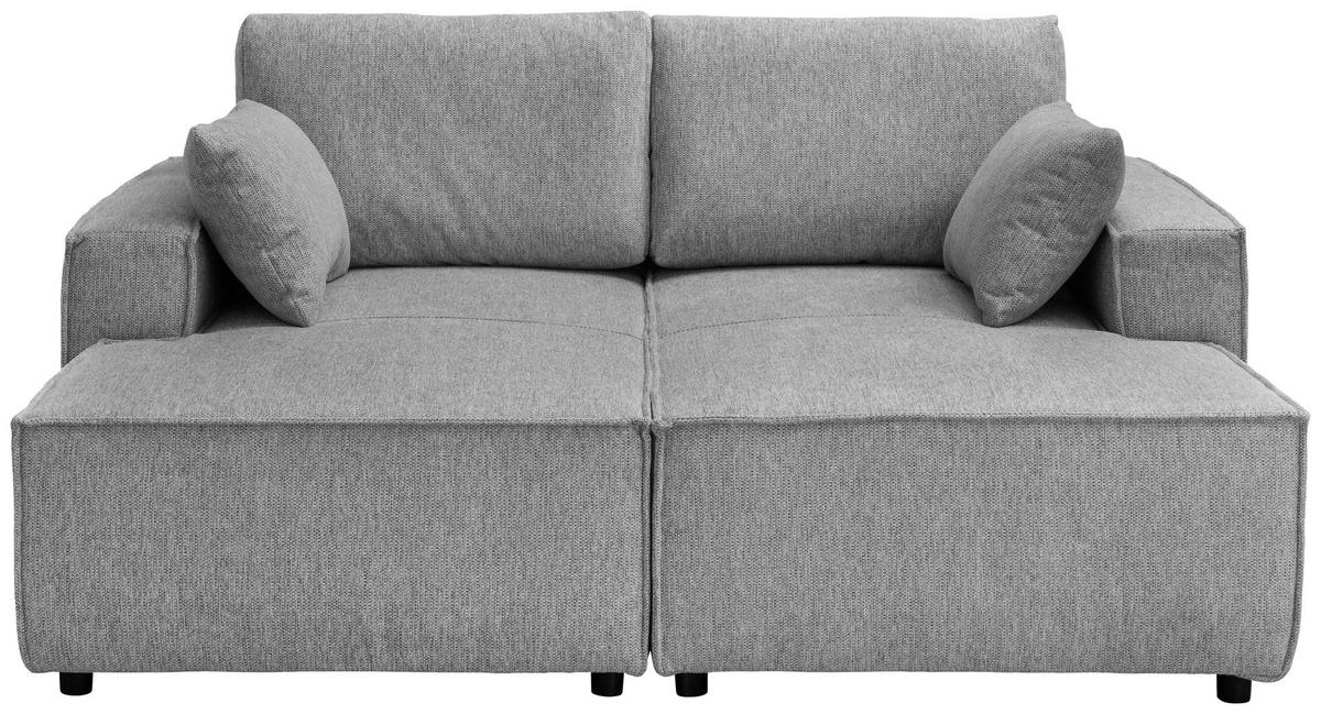 BIGSOFA in Chenille Silberfarben  - Silberfarben/Schwarz, Modern, Kunststoff/Textil (188/86/154cm) - Livetastic