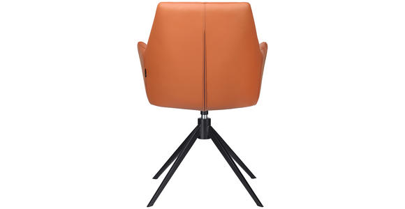 ARMLEHNSTUHL in Eisen Echtleder pigmentiert - Cognac/Schwarz, KONVENTIONELL, Leder/Metall (59,5/87,5/63cm) - Novel