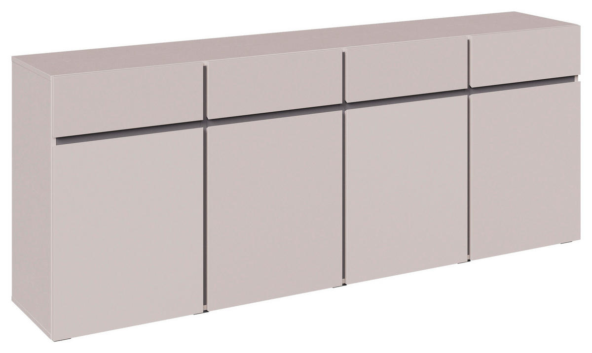 SIDEBOARD  200/79,6/39,8 cm 4 Schublade(n)  - Kaschmir/Schwarz, Design, Holzwerkstoff/Kunststoff (200/79,6/39,8cm) - Xora