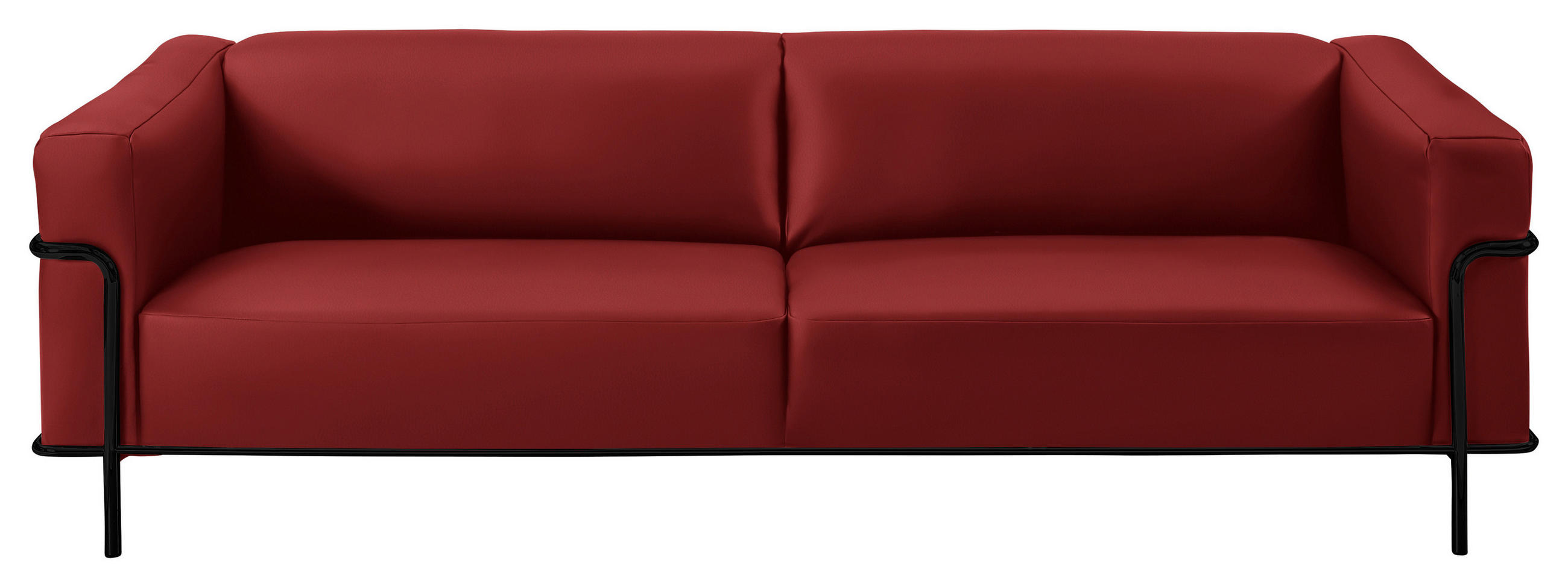 3-SITZER-SOFA in Echtleder Rot  - Rot/Schwarz, Design, Leder/Metall (236/67/96cm) - Johann Jakob
