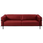 3-SITZER-SOFA in Echtleder Rot  - Rot/Schwarz, Design, Leder/Metall (236/67/96cm) - Johann Jakob