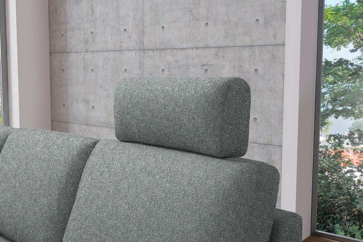 ECKSOFA  in Mikrovelours Graugrün  160/248 cm  - Alufarben/Graugrün, Design, Textil/Metall (160/248cm) - Sedda