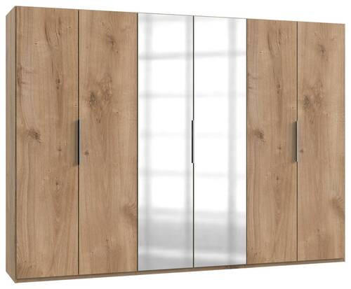 DREHTÜRENSCHRANK 300/216/58 cm 6-türig Eichefarben  - Chromfarben/Eichefarben, MODERN, Holzwerkstoff (300/216/58cm) - MID.YOU
