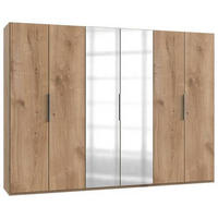 DREHTÜRENSCHRANK 300/216/58 cm 6-türig Eichefarben  - Chromfarben/Eichefarben, MODERN, Holzwerkstoff (300/216/58cm) - MID.YOU