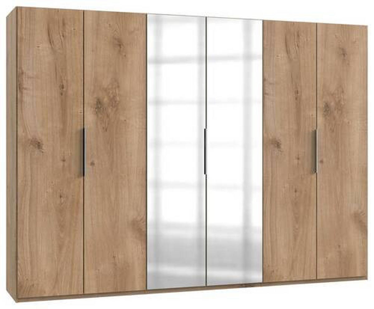 DREHTÜRENSCHRANK 300/216/58 cm 6-türig Eichefarben  - Chromfarben/Eichefarben, MODERN, Holzwerkstoff (300/216/58cm) - MID.YOU
