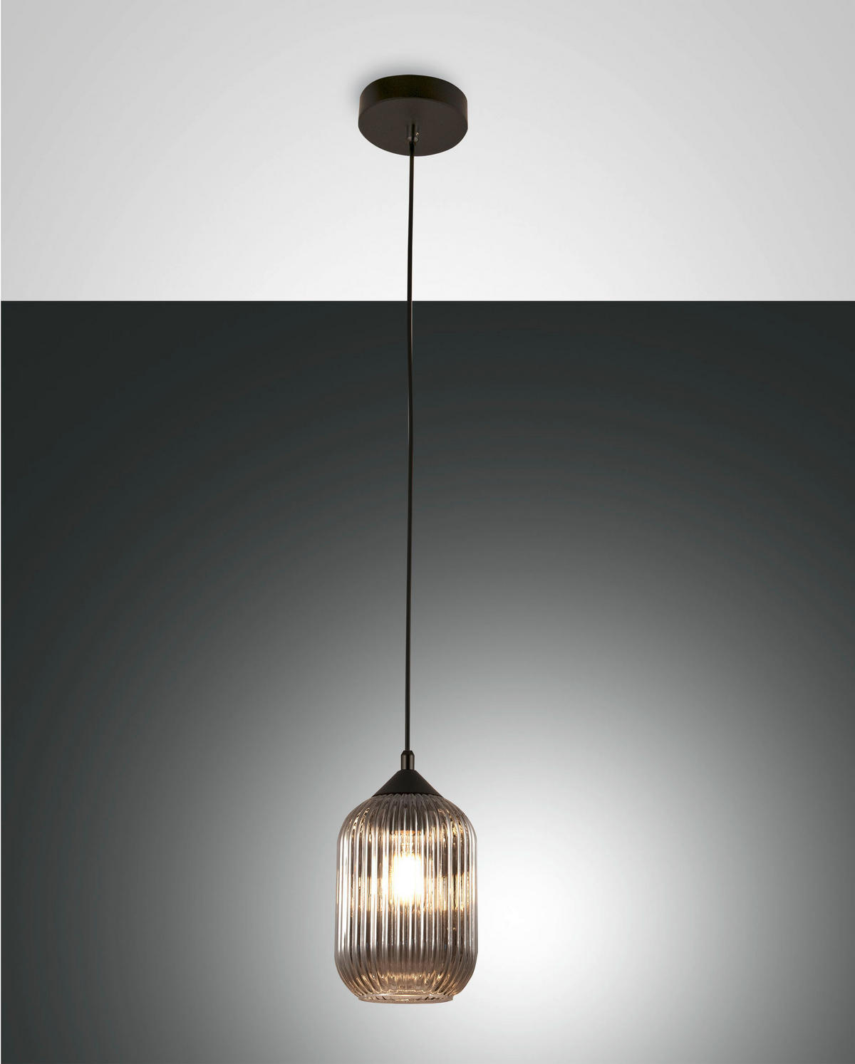 PENDELLEUCHTE Aston 14/200 cm   - Schwarz/Grau, Design, Glas/Metall (14/200cm) - Fabas Luce