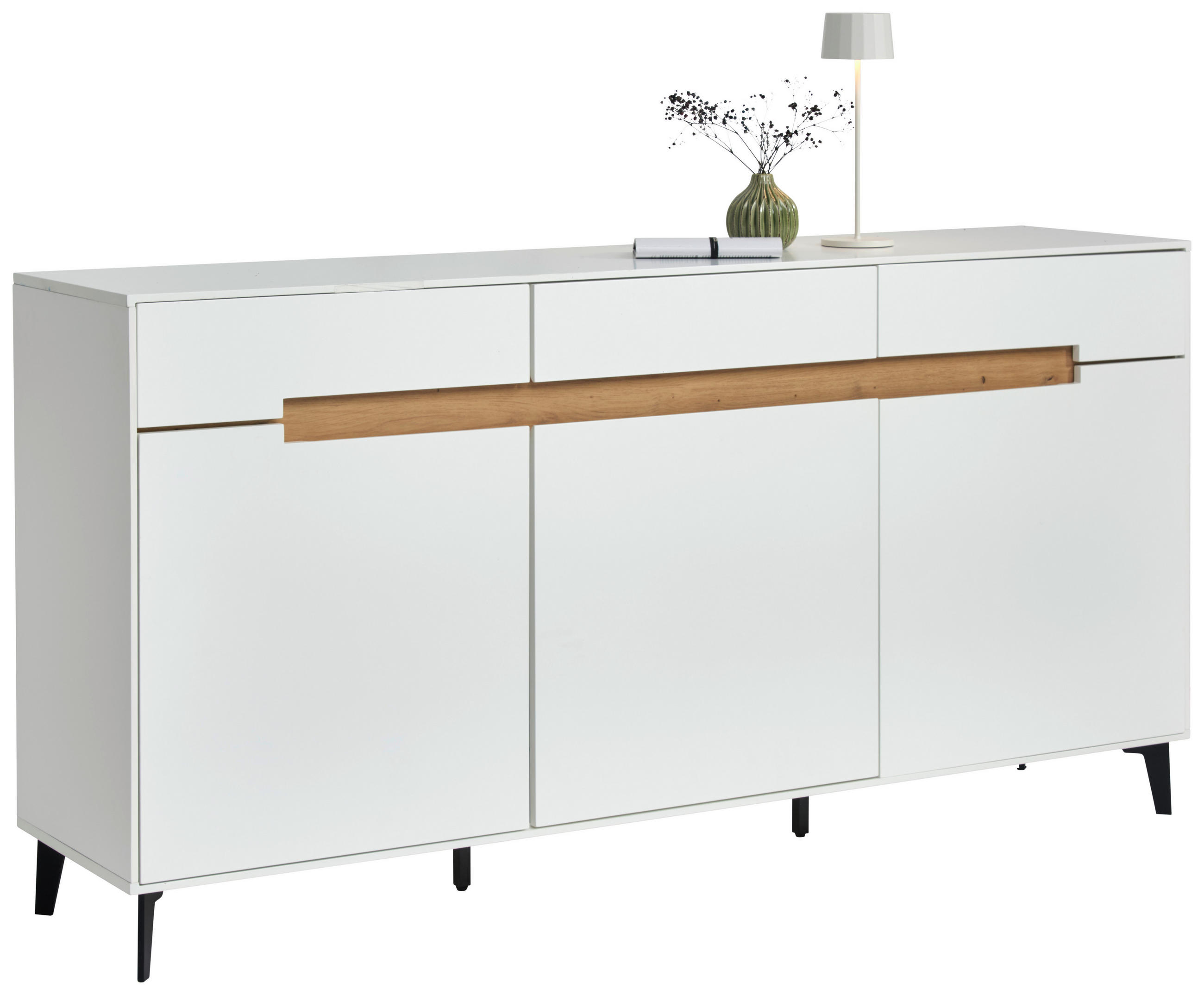 SIDEBOARD  176/89/40 cm 3 Schublade(n)  - Eichefarben/Schwarz, MODERN, Holzwerkstoff/Metall (176/89/40cm) - Novel