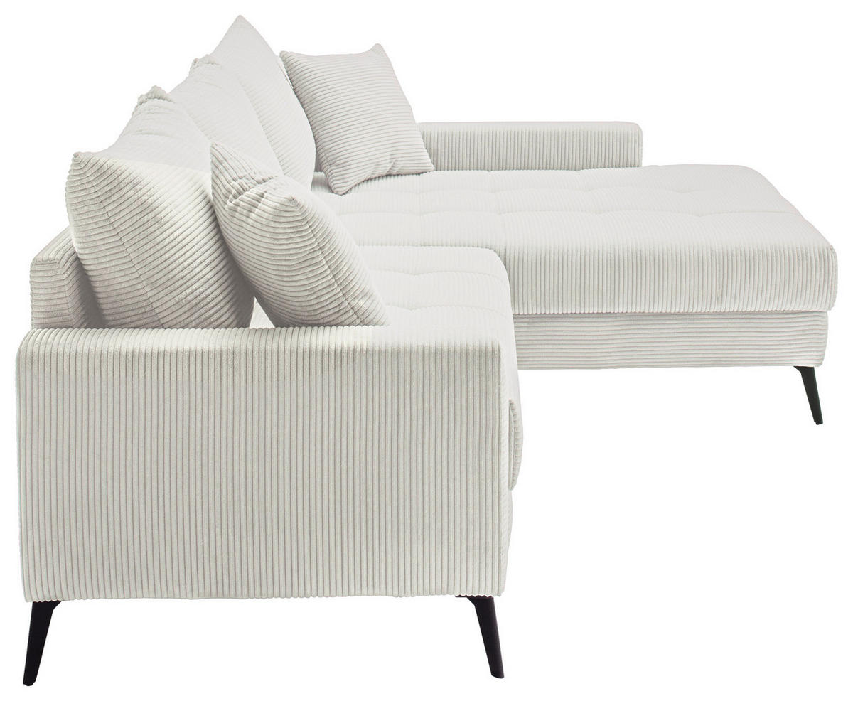 ECKSOFA Naturfarben Cord  - Schwarz/Naturfarben, KONVENTIONELL, Textil/Metall (280/173cm) - Hom`in