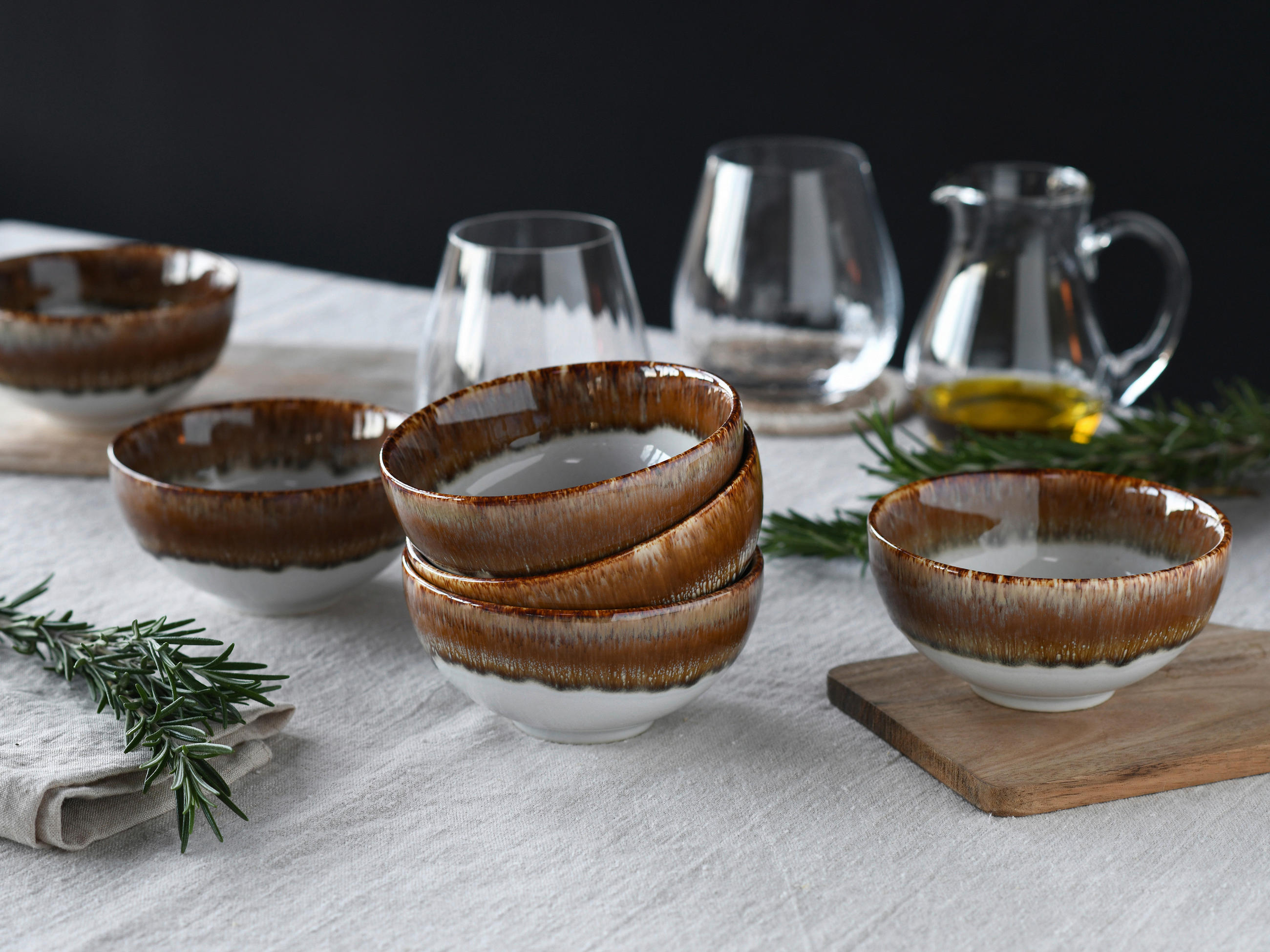 DIPSCHALENSET Keramik Steinzeug  - Weiß/Bronzefarben, Design, Keramik - Creatable