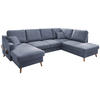 WOHNLANDSCHAFT Blau Struktur  - Blau/Naturfarben, KONVENTIONELL, Holz/Textil (150/301/200cm) - P & B