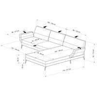 ECKSOFA Greige Flachgewebe Rücken echt, Armteilverstellung, Relaxfunktion, Drehsitzfunktion  - Greige/Schwarz, Design, Textil/Metall (259-307/176-217cm) - Dieter Knoll