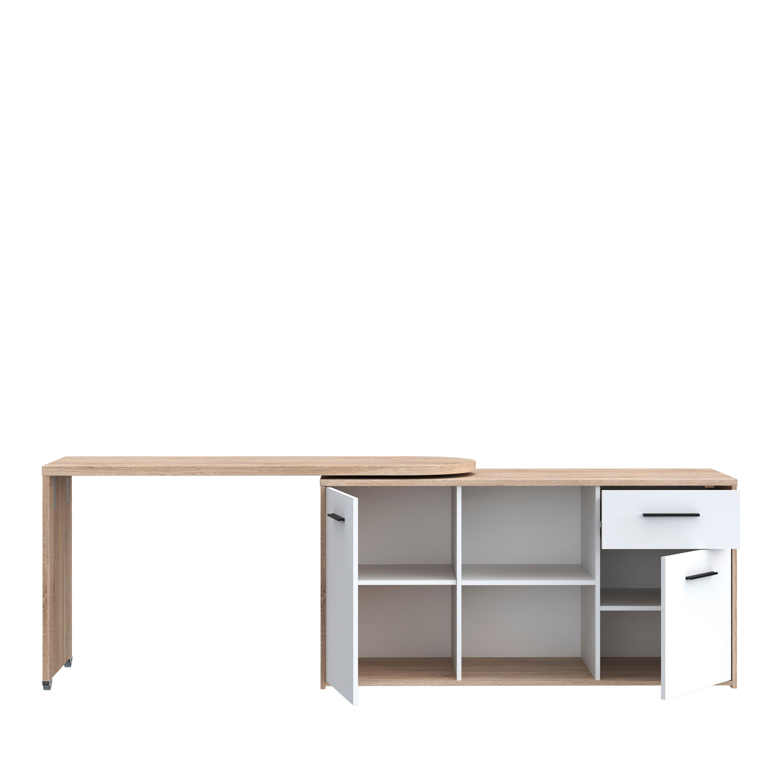 MASĂ DE SCRIS in metal, plastic, material pe bază de lemn 144/74,1/50 cm  - stejar Sonoma/alb, Modern, plastic/metal (144/74,1/50cm) - Ti'me
