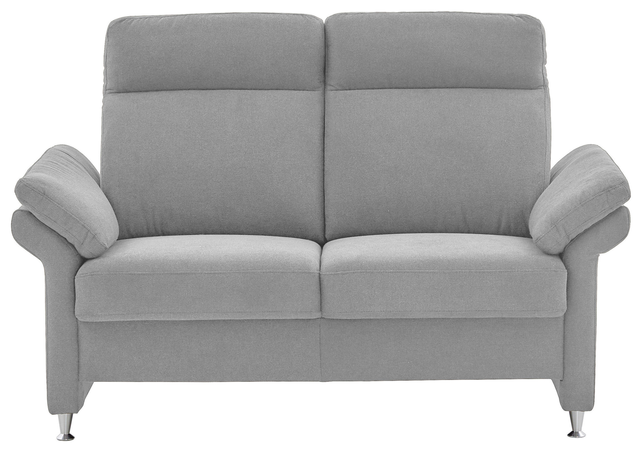 2-SITZER-SOFA in Flachgewebe Hellgrau  - Hellgrau/Alufarben, MODERN, Textil/Metall (156/103/89cm) - Pure Home Comfort