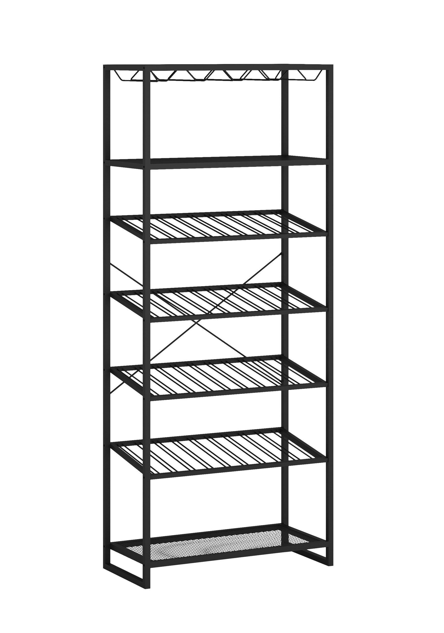 WEINREGAL  - Anthrazit/Schwarz, Trend, Metall (75/180/35cm) - Livetastic