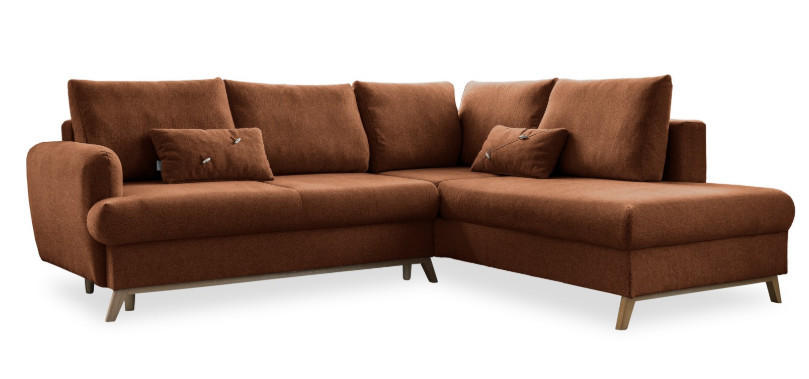ECKSOFA in Chenille Terracotta  242/202 cm  - Terracotta/Naturfarben, Holz/Textil (242/202cm) - MID.YOU
