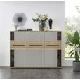 HIGHBOARD 180/131/40 cm  - Eichefarben/Grau, KONVENTIONELL, Glas/Holz (180/131/40cm) - Venda