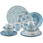 KOMBISERVICE 30-teilig  - Blau/Weiß, LIFESTYLE, Keramik - Novel