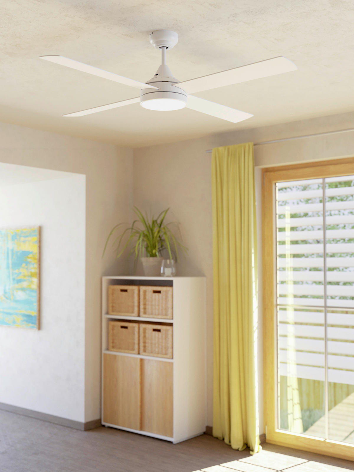 DECKENVENTILATOR - Braun/Weiß, KONVENTIONELL, Kunststoff/Metall (122/32cm)