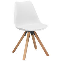 STUHL  in Lederlook glatt  - Weiss/Naturfarben, Lifestyle, Holz/Kunststoff (48,5/84/55cm) - MID.YOU