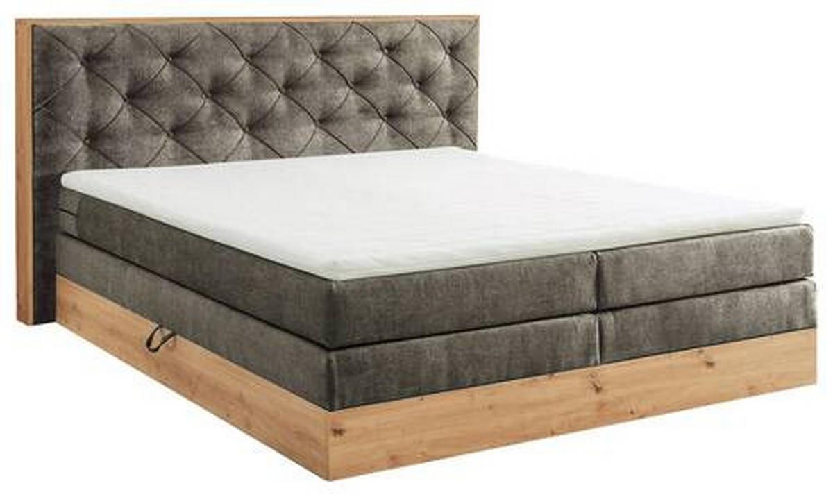 BOXSPRINGBETT 180/200 cm  in Braun, Grau, Naturfarben  - Braun/Naturfarben, Konventionell, Holzwerkstoff/Kunststoff (180/200cm) - Esposa