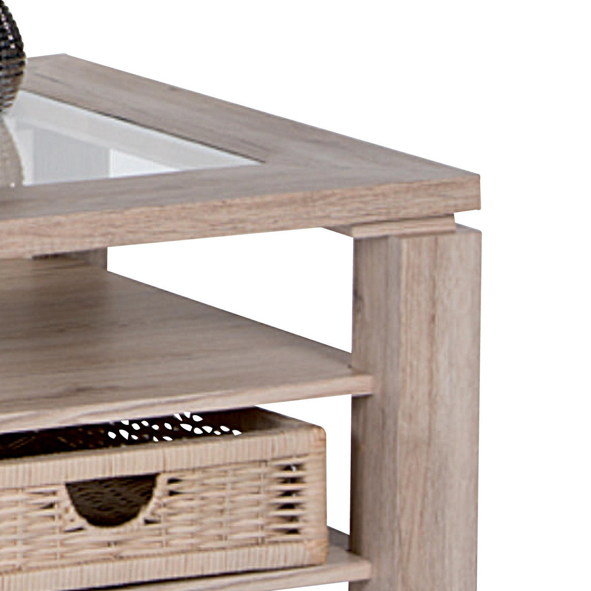 COUCHTISCH Rattan ESG 102/65,6/43 cm rechteckig Sonoma Eiche  - Sonoma Eiche, KONVENTIONELL, Glas/Holz (102/65,6/43cm) - MID.YOU