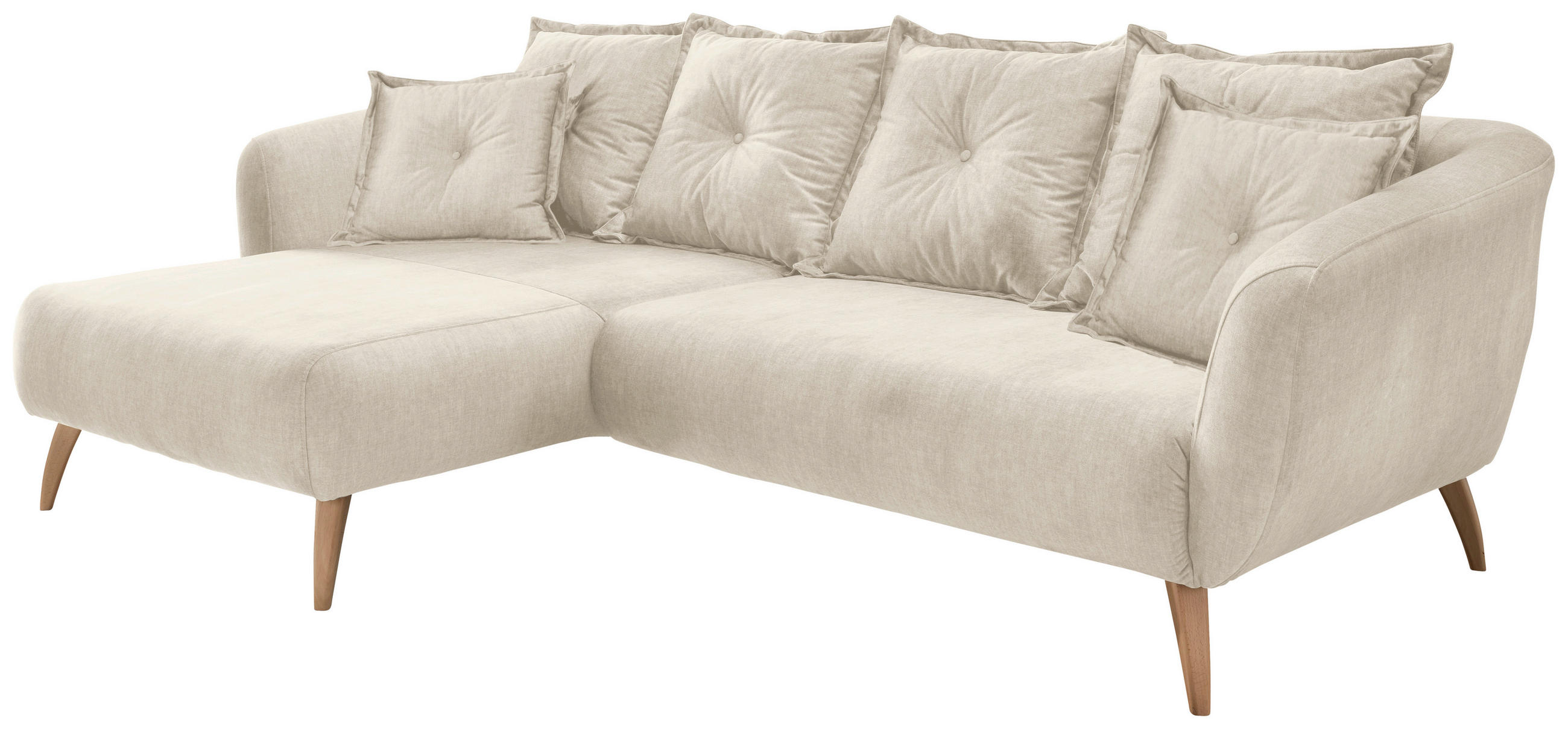 ECKSOFA in Velours Beige, Buchefarben  - Beige/Buchefarben, Modern, Holz/Textil (162/277cm) - Livetastic