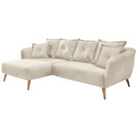 ECKSOFA in Velours Beige, Buchefarben  - Beige/Buchefarben, Modern, Holz/Textil (162/277cm) - Livetastic