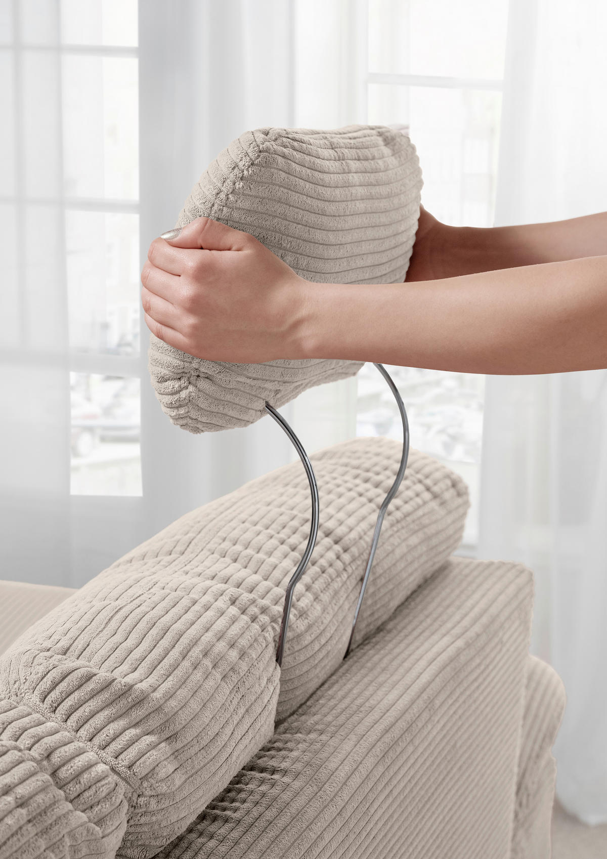 ECKSOFA Cord Beige  - Beige/Naturfarben, Modern, Holz/Textil (270/176cm) - Livetastic