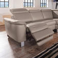 ECKSOFA in Echtleder Fango  - Fango/Alufarben, Design, Leder/Metall (271/242cm) - Cantus