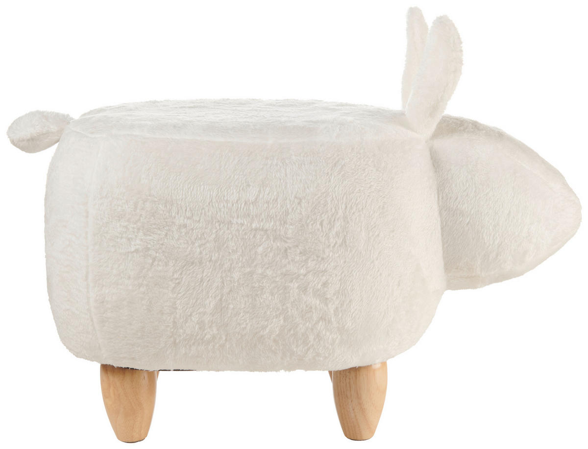 KINDERHOCKER Plüsch Kautschukholz Naturfarben, Weiß  - Naturfarben/Weiß, Trend, Holz/Kunststoff (67/36/37cm) - Jimmylee
