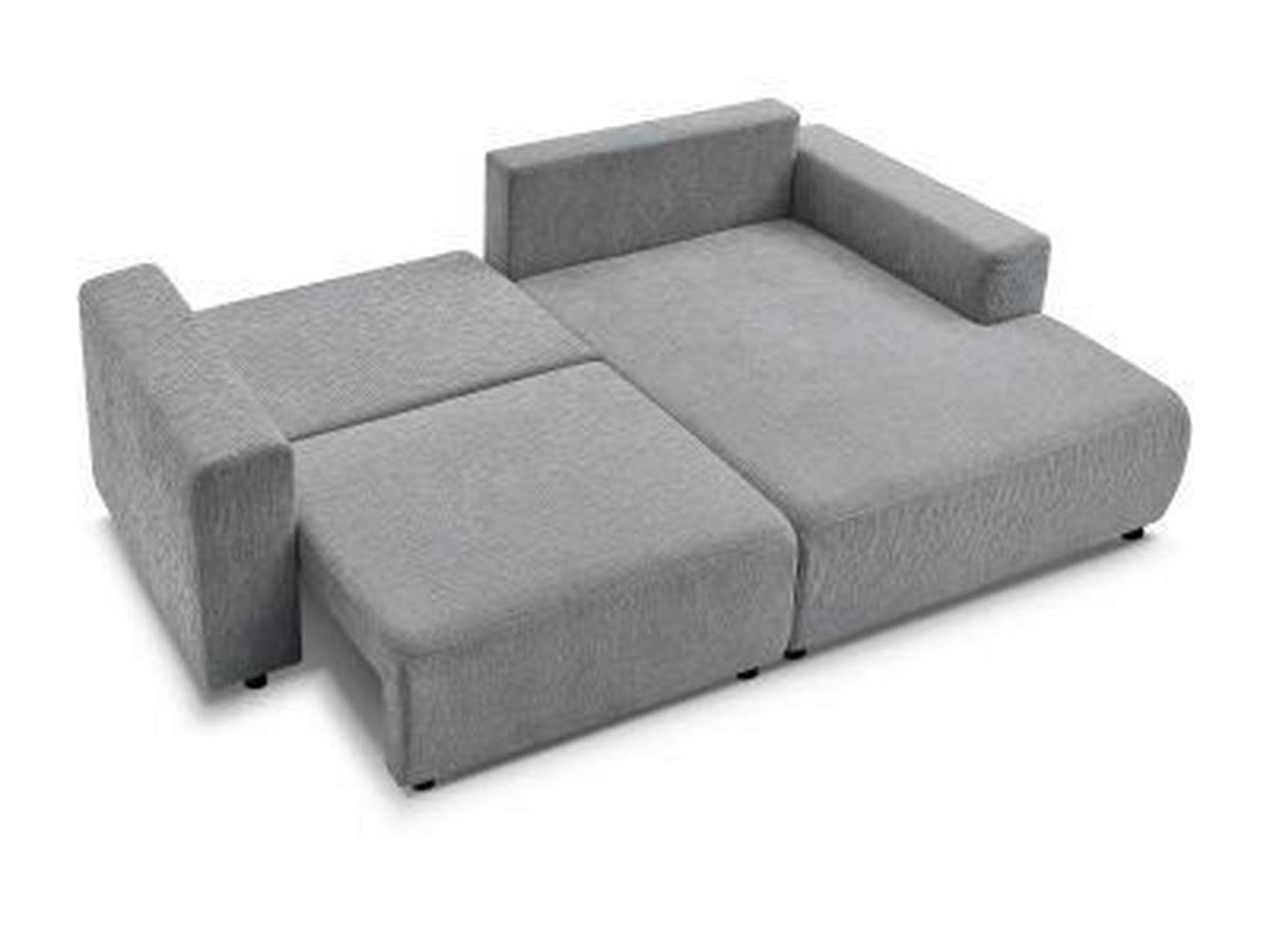 ECKSOFA Ottomane rechts  ATILLA Dunkelgrau Struktur  - Dunkelgrau/Schwarz, MODERN, Kunststoff/Textil (244/149cm)