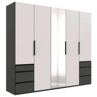 DREHTÜRENSCHRANK in Graphitfarben, Weiss  - Weiss/Schwarz, Konventionell, Holzwerkstoff/Metall (250/236/58cm) - Hom`in