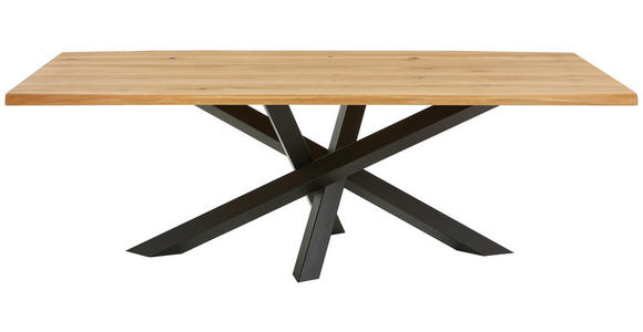 ESSTISCH Wildeiche massiv rechteckig Schwarz, Eichefarben  - Eichefarben/Schwarz, LIFESTYLE, Holz/Metall (220/100/75cm) - Linea Natura