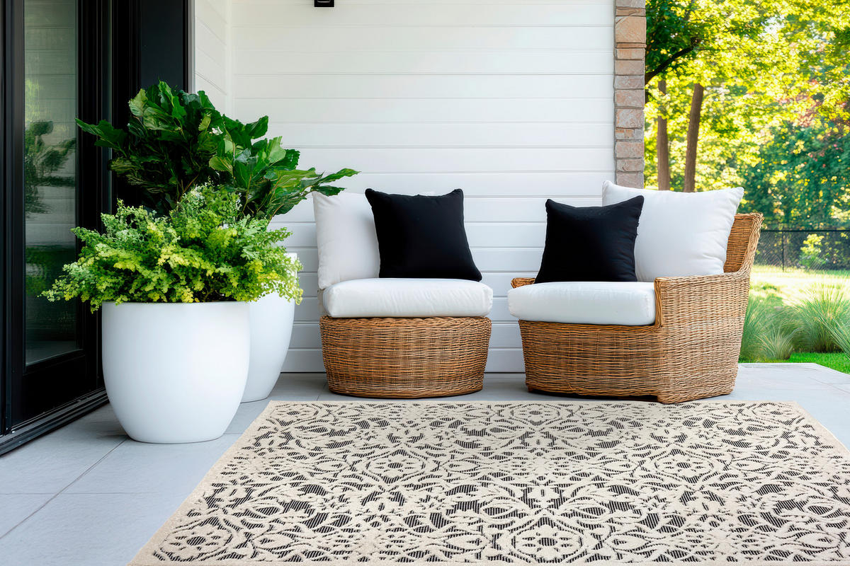 OUTDOORTEPPICH  für Terrasse und Balkon 160/230 cm Serina Grau, Weiß  - Weiß/Grau, Basics, Kunststoff (160/230cm) - Astra