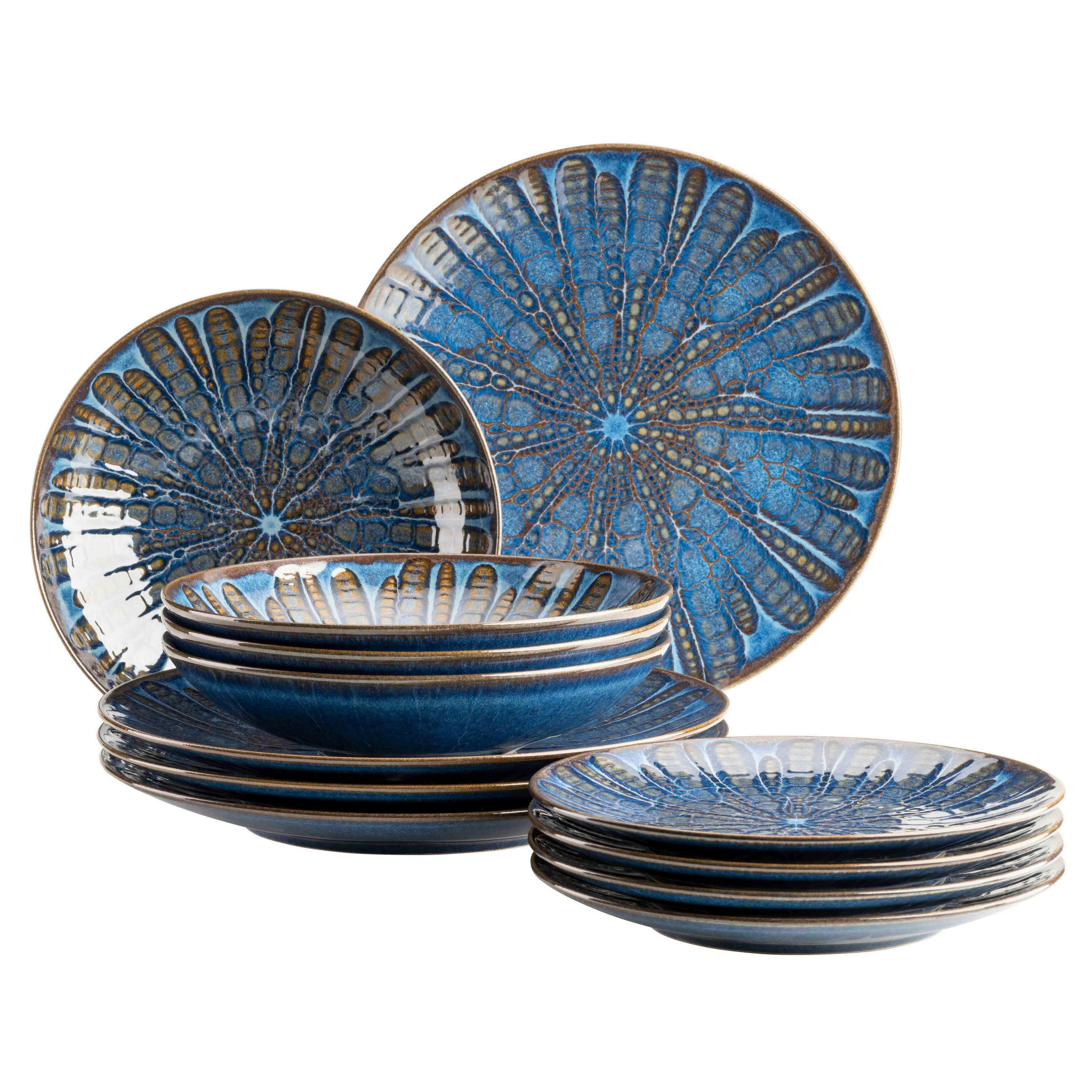 TAFELSERVICE Blau 12-teilig  - Blau, Basics, Keramik - Mäser