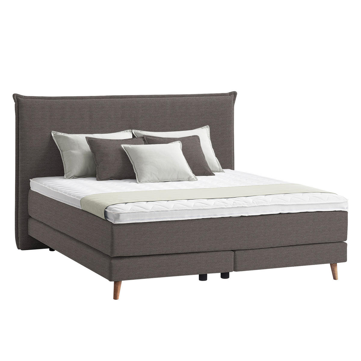 BOXSPRINGBETT 180/200 cm  in Braun  - Eichefarben/Braun, Design, Holzwerkstoff/Textil (180/200cm) - home24