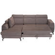ECKSOFA Dunkelbraun Chenille Zierkissen, Bettkasten, Schlaffunktion, Rücken echt, Kopfteilverstellung, Liegefläche im Originalstoff  - Dunkelbraun/Schwarz, KONVENTIONELL, Textil/Metall (185/266cm) - Carryhome