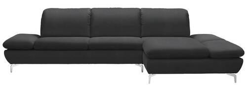 ECKSOFA in Echtleder Anthrazit  315/200 cm  - Anthrazit/Silberfarben, Design, Leder/Metall (315/200cm) - Chilliano