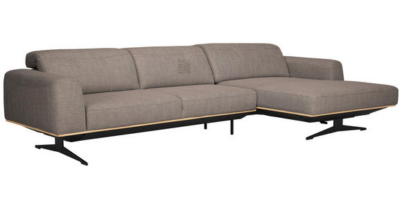 ECKSOFA Cappuccino Struktur  - Eichefarben/Schwarz, Design, Holz/Textil (305/163cm) - Novel