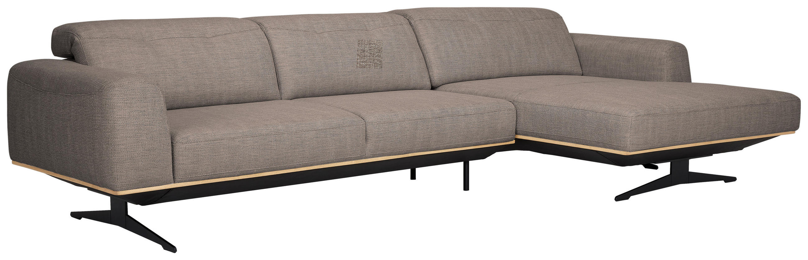 Thumbnail - Novel Ecksofa, Cappuccino, Textil, Eiche, 3-Sitzer, Ottomane rechts, L-Form, 305x163 cm, Fußauswahl, Lederauswahl, Stoff...