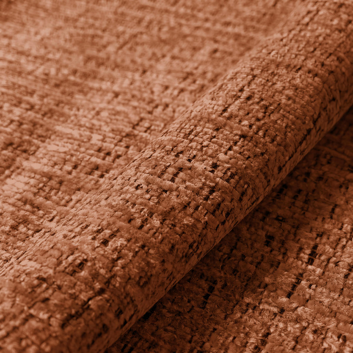 MEGASOFA Chenille Terracotta  - Terracotta/Schwarz, Trend, Kunststoff/Textil (238/80/140cm) - MID.YOU