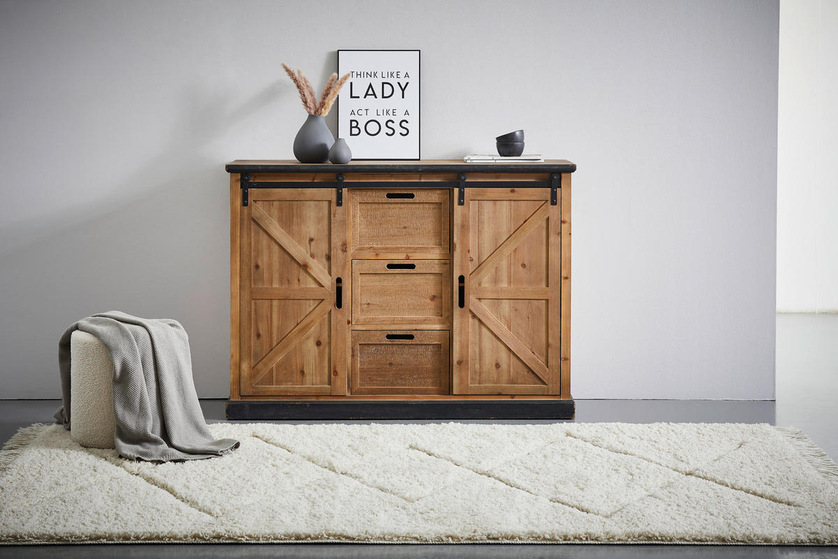 HIGHBOARD  in 120/86/40 cm  - Schwarz/Naturfarben, LIFESTYLE, Holz/Holzwerkstoff (120/86/40cm) - Livetastic
