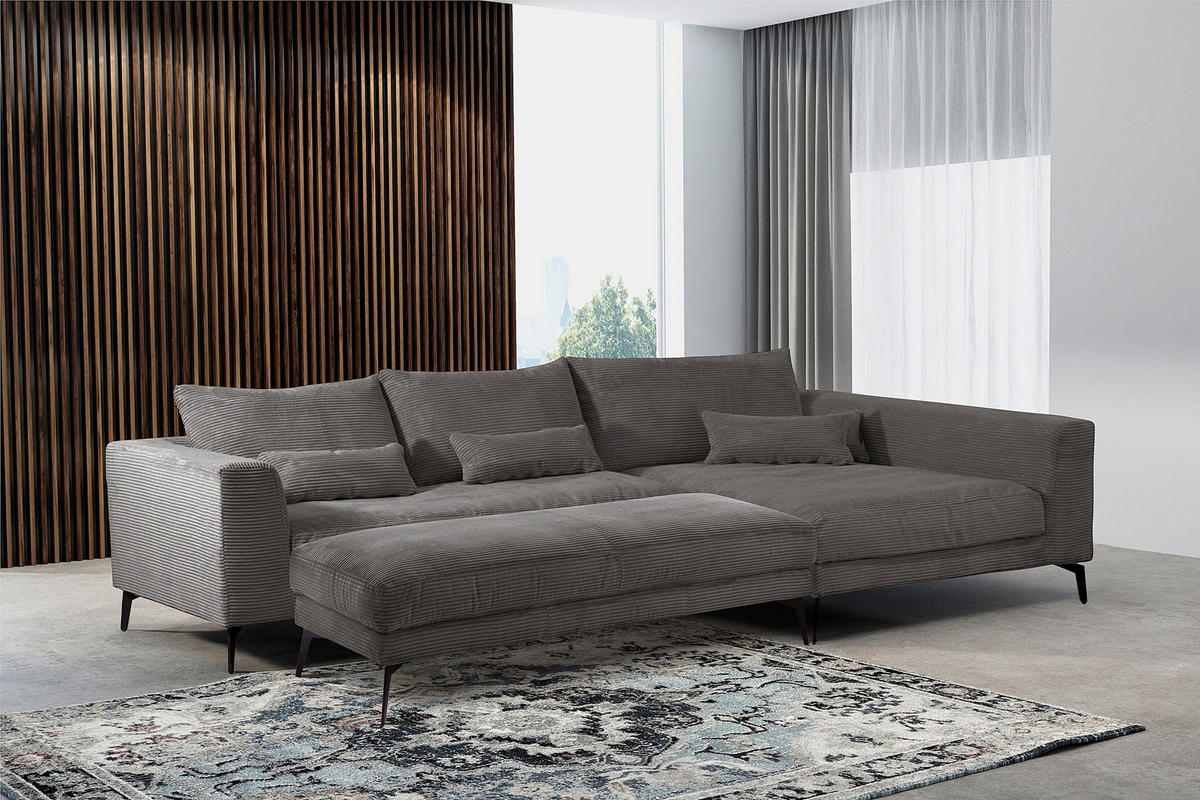 HOCKER Textil Grau  - Schwarz/Grau, Design, Textil/Metall (163/46/62cm) - Livetastic