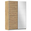 SCHWEBETÜRENSCHRANK in Silberfarben, Eiche Artisan  - Silberfarben/Alufarben, Modern, Holzwerkstoff/Metall (136/197/61cm) - Rauch Möbel