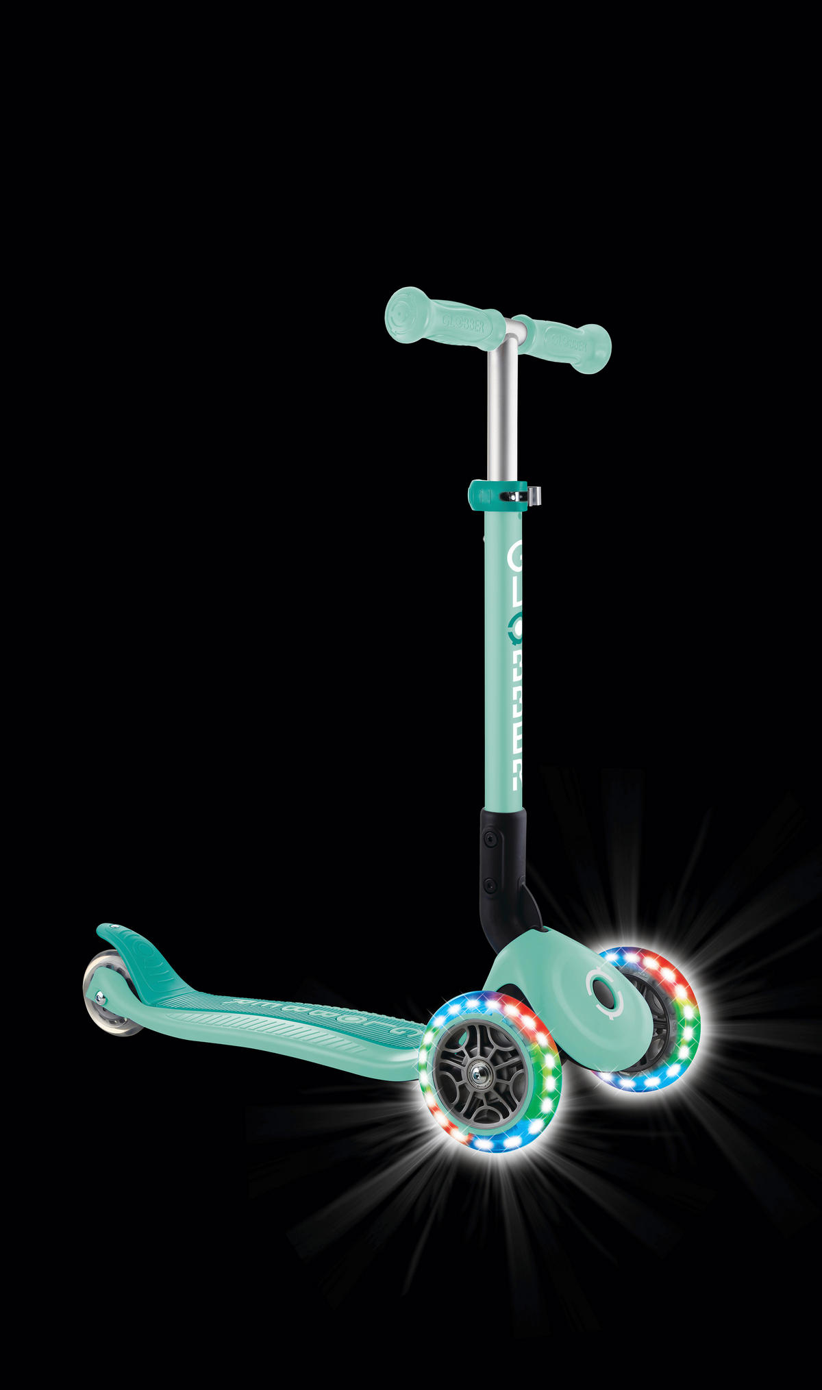 KINDERSCOOTER JUNIOR FOLDABLE LIGHTS  - Mintgrün, Basics, Kunststoff (56/28.6/68cm) - GLOBBER
