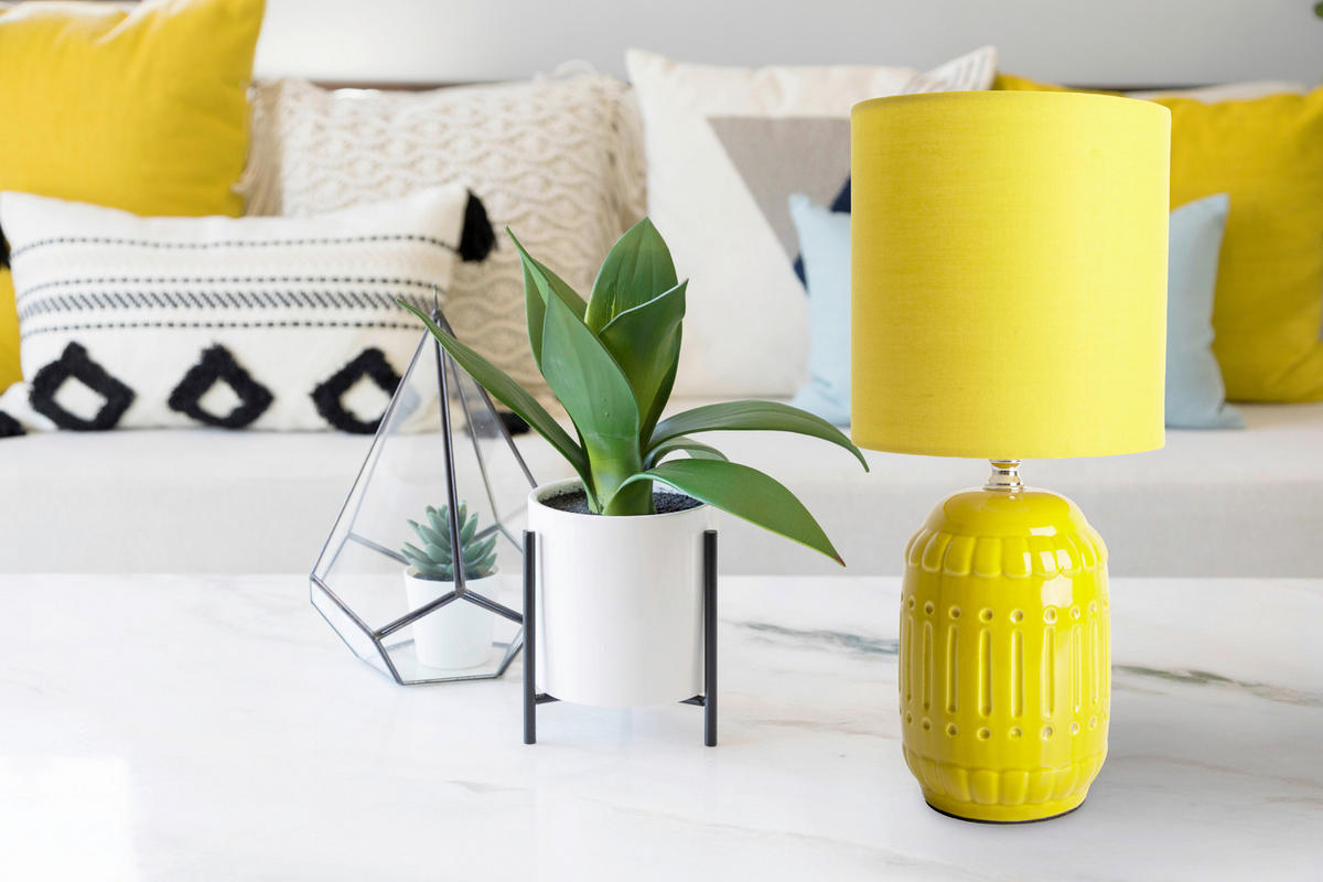 TISCHLEUCHTE 41/31 cm   - Gelb, Design, Keramik/Textil (41/31cm) - Näve