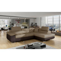 ECKSOFA Braun, Dunkelbraun Textilgeflecht  - Chromfarben/Dunkelbraun, Design, Textil/Metall (272/203cm) - MID.YOU